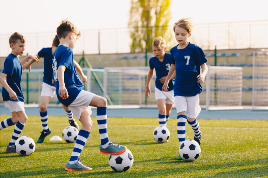 Children playing football